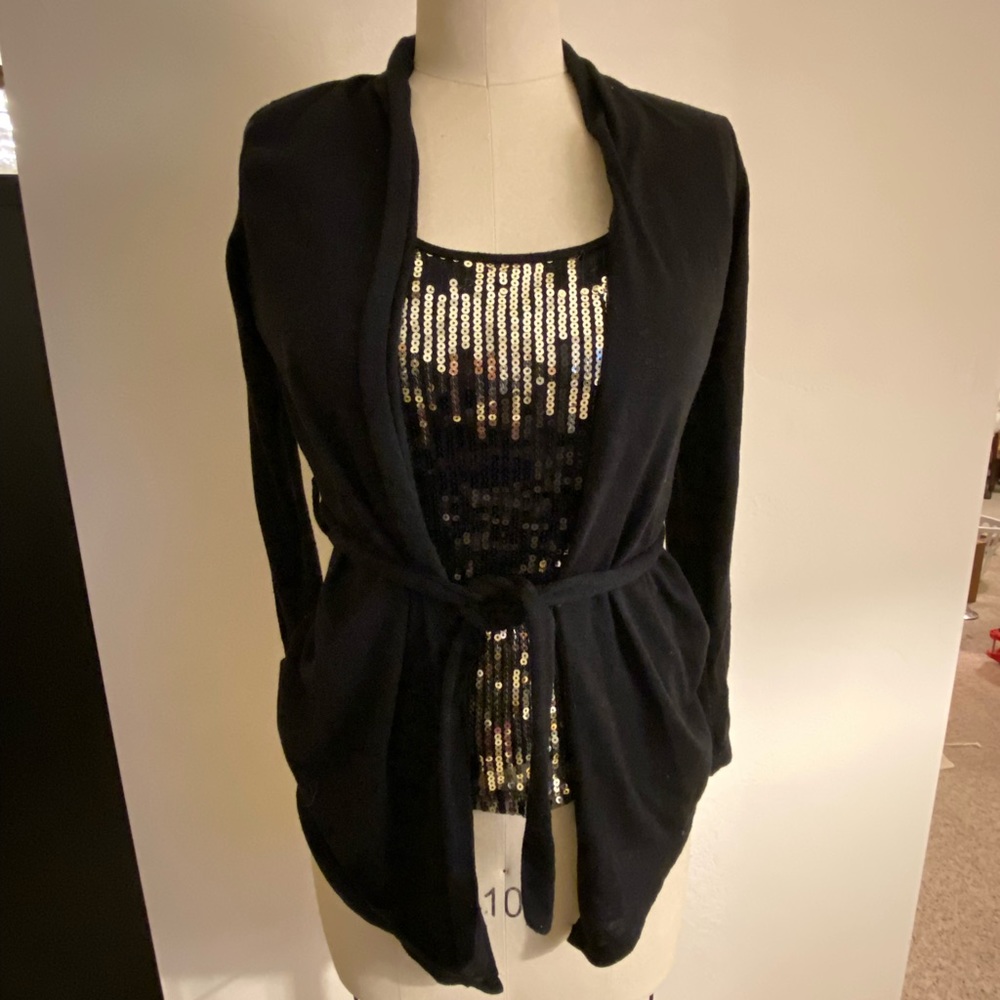 Black and Gold Sparkle Top with Attached Cardigan